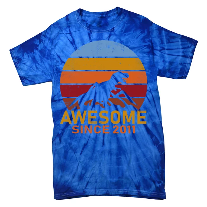 Dinosaur 11th Birthday Gift Awesome Since 2011 Tie-Dye T-Shirt