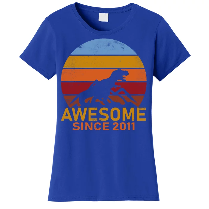 Dinosaur 11th Birthday Gift Awesome Since 2011 Women's T-Shirt