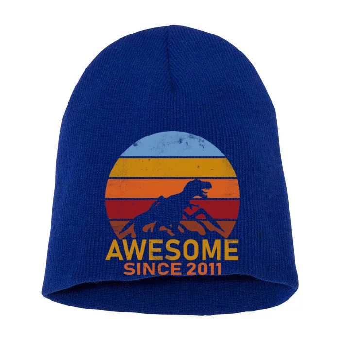 Dinosaur 11th Birthday Gift Awesome Since 2011 Short Acrylic Beanie