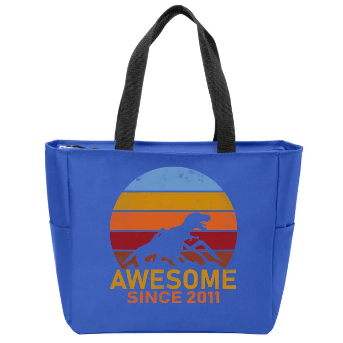 Dinosaur 11th Birthday Gift Awesome Since 2011 Zip Tote Bag