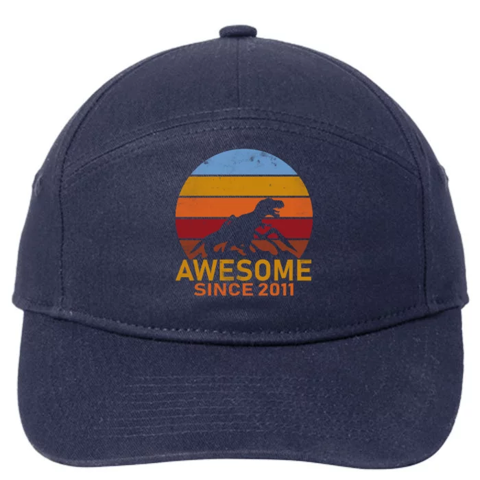 Dinosaur 11th Birthday Gift Awesome Since 2011 7-Panel Snapback Hat