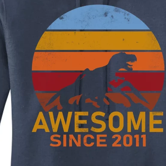 Dinosaur 11th Birthday Gift Awesome Since 2011 Women's Pullover Hoodie