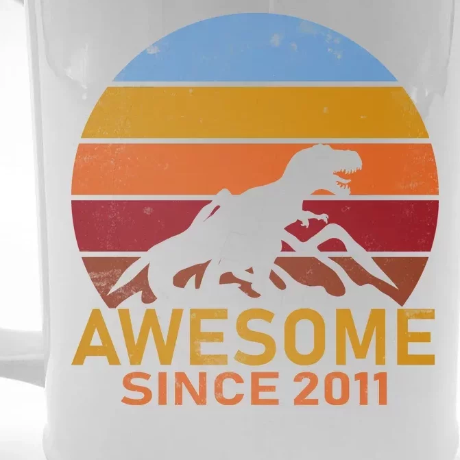 Dinosaur 11th Birthday Gift Awesome Since 2011 Front & Back Beer Stein