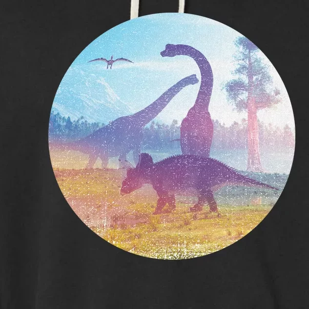 Dinosaur Landscape Garment-Dyed Fleece Hoodie