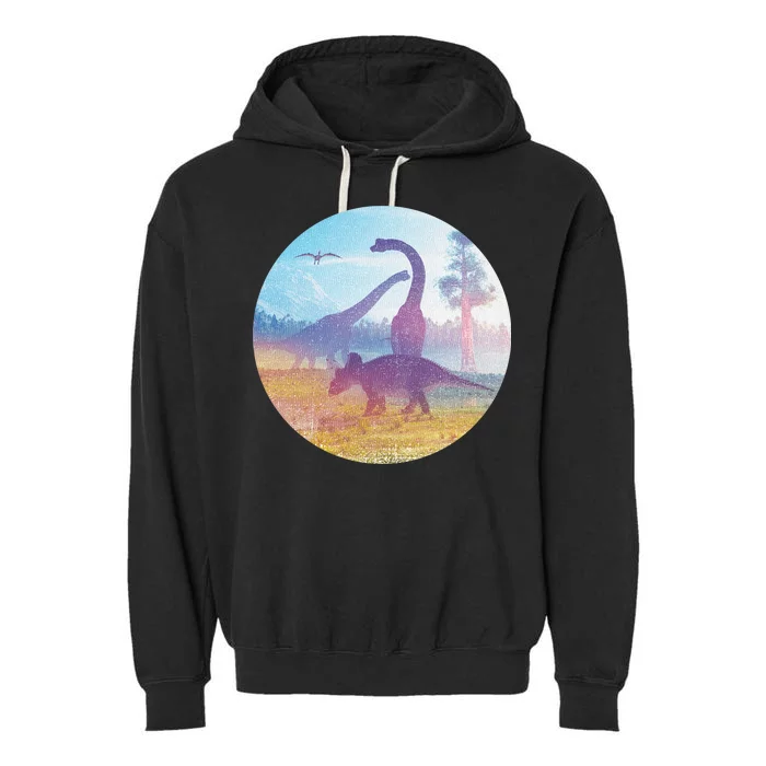 Dinosaur Landscape Garment-Dyed Fleece Hoodie