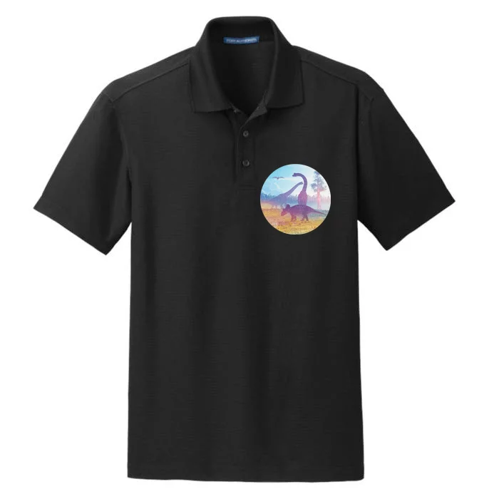 Dinosaur Landscape Dry Zone Grid Performance Polo