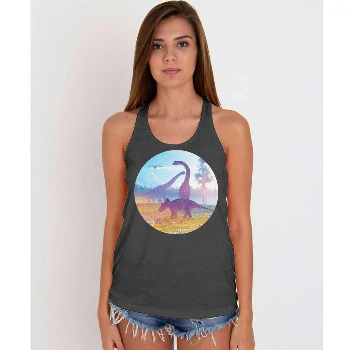 Dinosaur Landscape Women's Knotted Racerback Tank