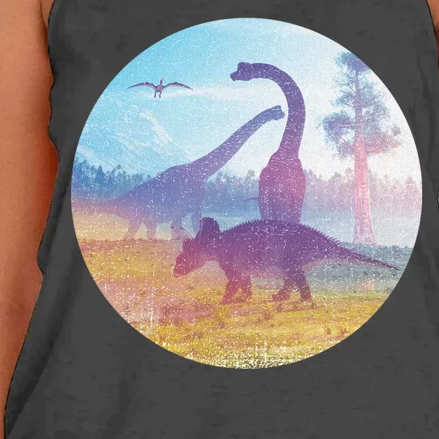 Dinosaur Landscape Women's Knotted Racerback Tank