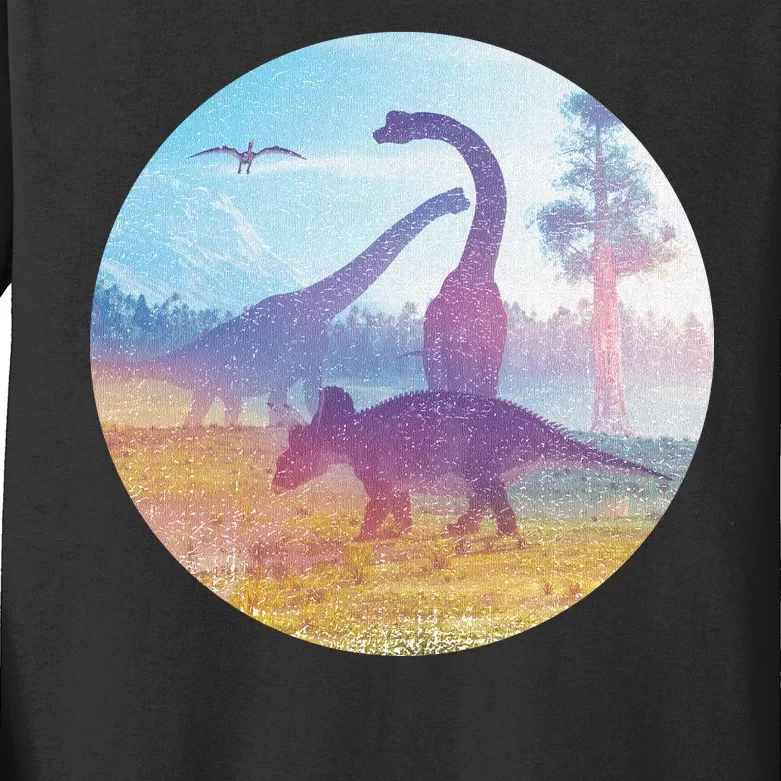 Dinosaur Landscape Kids Long Sleeve Shirt