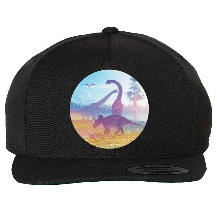 Dinosaur Landscape Wool Snapback Cap