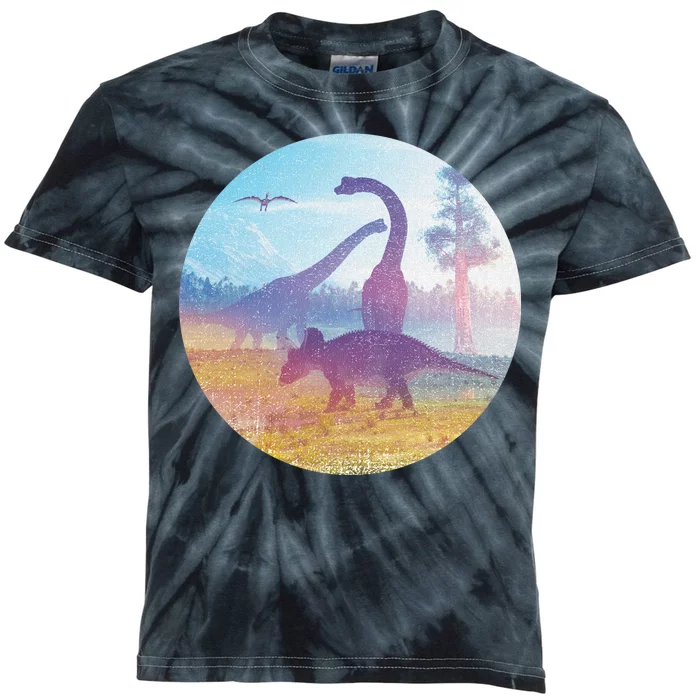 Dinosaur Landscape Kids Tie-Dye T-Shirt