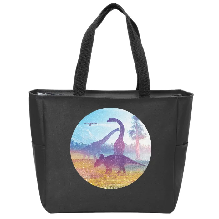 Dinosaur Landscape Zip Tote Bag