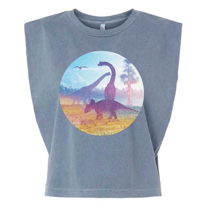 Dinosaur Landscape Garment-Dyed Women's Muscle Tee