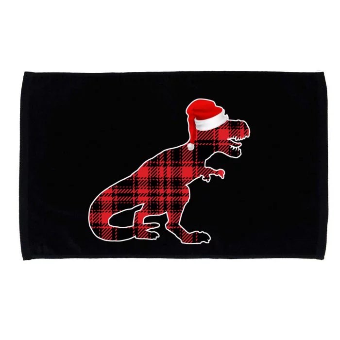 Dinosaur Santa Plaid Microfiber Hand Towel