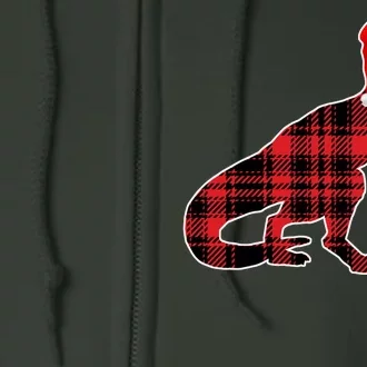 Dinosaur Santa Plaid Full Zip Hoodie