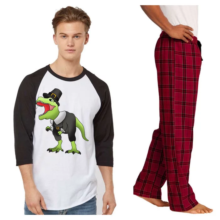 Dinosaur Thanksgiving Pilgrim Raglan Sleeve Pajama Set