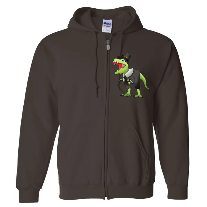 Dinosaur Thanksgiving Pilgrim Full Zip Hoodie