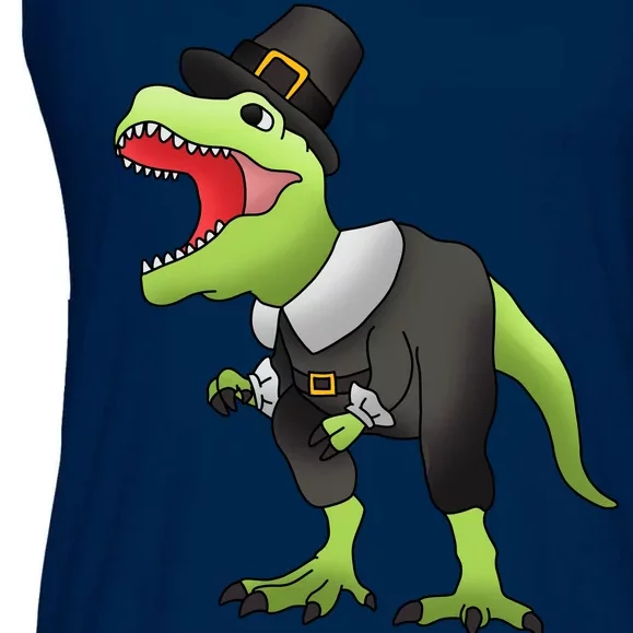 Dinosaur Thanksgiving Pilgrim Ladies Essential Flowy Tank