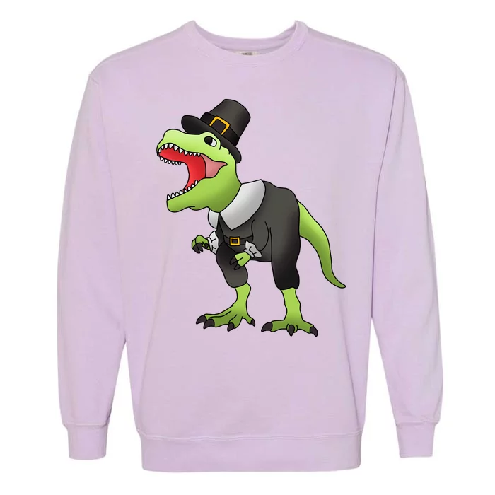 Dinosaur Thanksgiving Pilgrim Garment-Dyed Sweatshirt