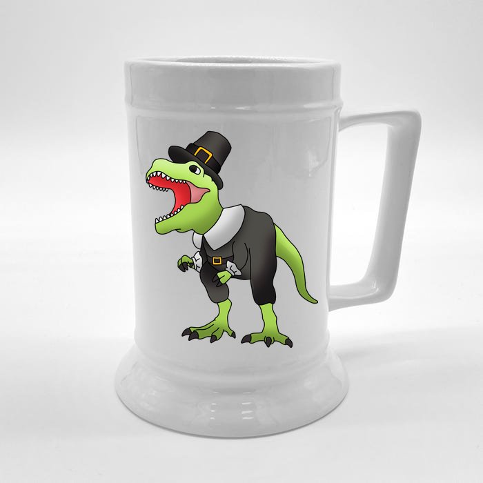 Dinosaur Thanksgiving Pilgrim Front & Back Beer Stein