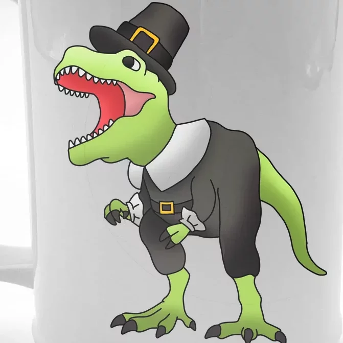 Dinosaur Thanksgiving Pilgrim Front & Back Beer Stein