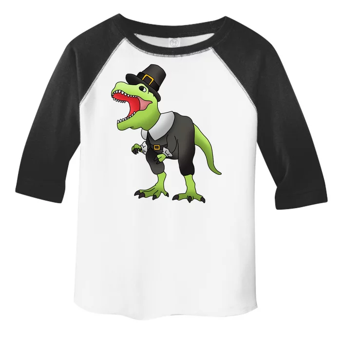 Dinosaur Thanksgiving Pilgrim Toddler Fine Jersey T-Shirt