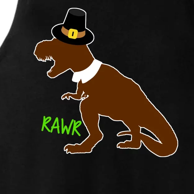 Dinosaur Thanksgiving T-Rex Pilgrim Ladies Tri-Blend Wicking Tank