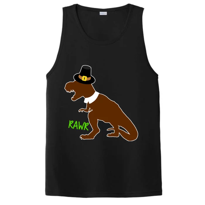 Dinosaur Thanksgiving T-Rex Pilgrim Performance Tank