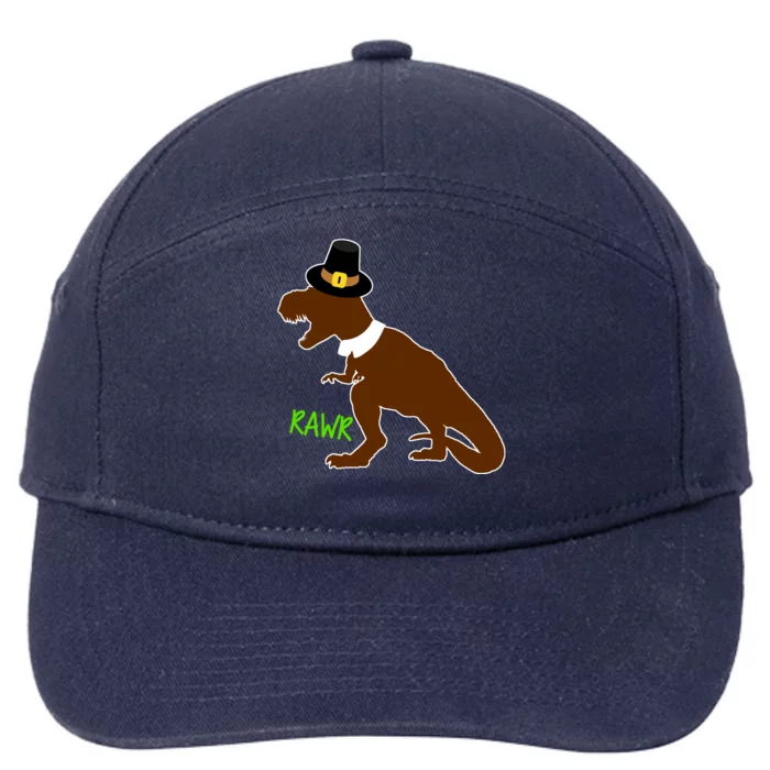 Dinosaur Thanksgiving T-Rex Pilgrim 7-Panel Snapback Hat