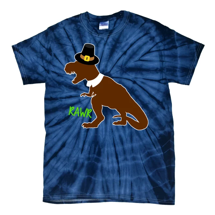 Dinosaur Thanksgiving T-Rex Pilgrim Tie-Dye T-Shirt