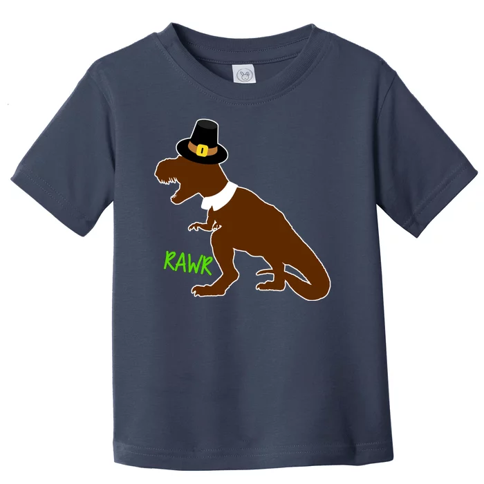 Dinosaur Thanksgiving T-Rex Pilgrim Toddler T-Shirt