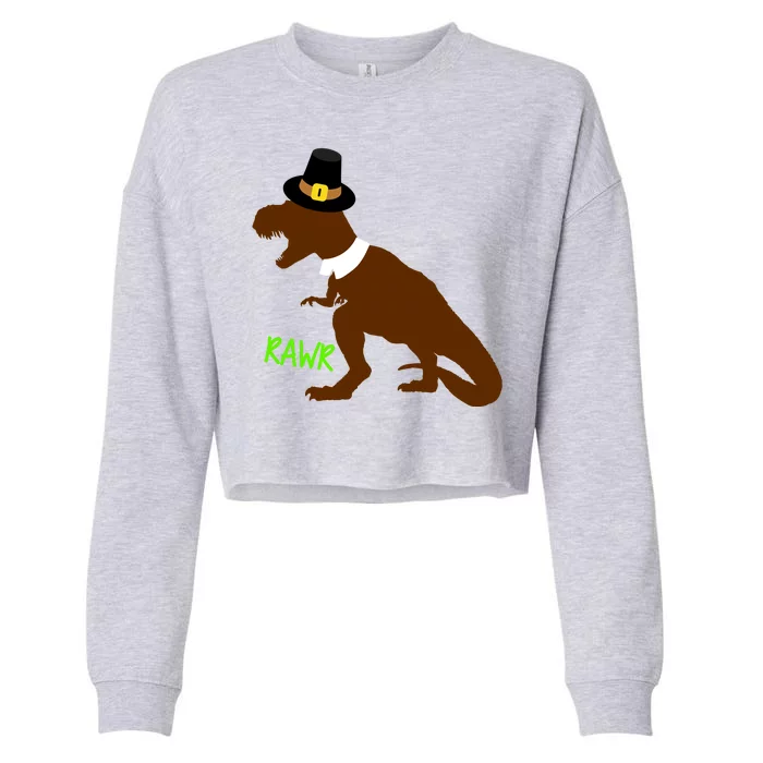 Dinosaur Thanksgiving T-Rex Pilgrim Cropped Pullover Crew