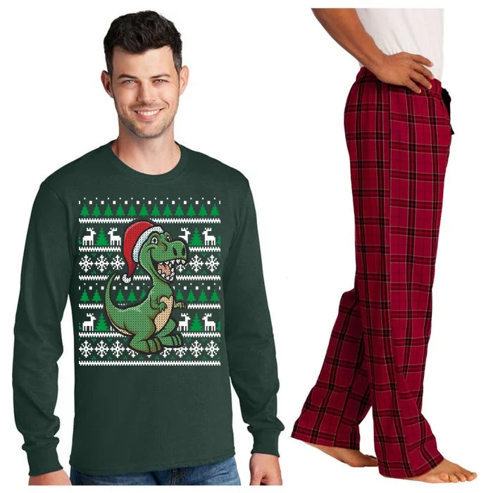 Dinosaur Ugly Christmas Long Sleeve Pajama Set