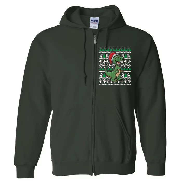 Dinosaur Ugly Christmas Full Zip Hoodie