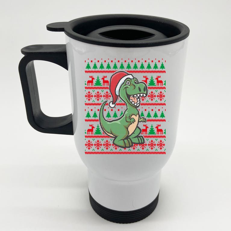Dinosaur Ugly Christmas Stainless Steel Travel Mug
