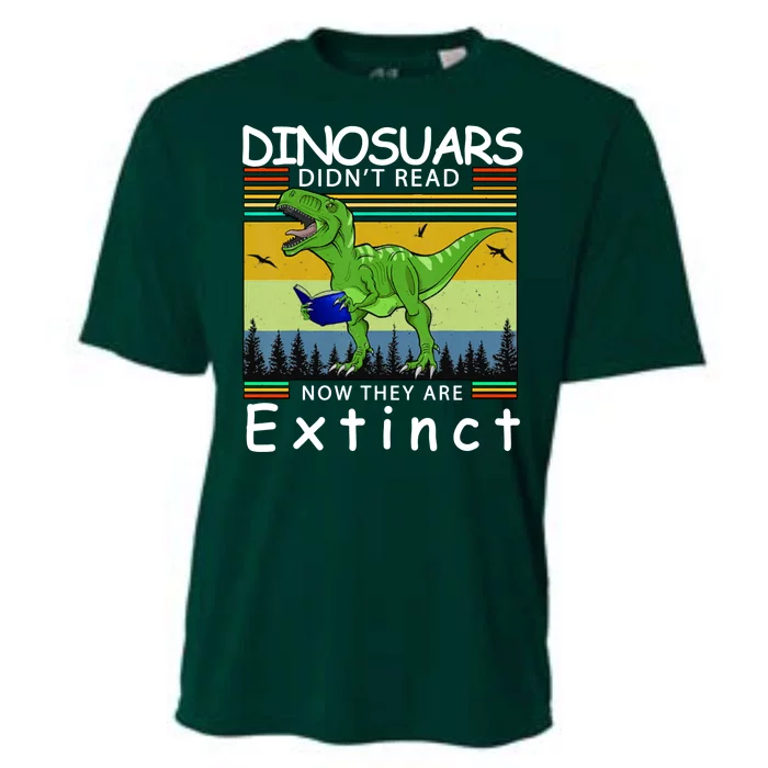 Dinosaurs Didn't Read Now They Are Extinct Funny Cooling Performance Crew T-Shirt