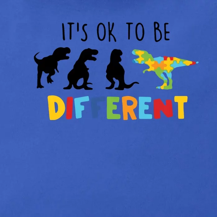 Dinasour ItS Ok To Be Different Autism Awareness Zip Tote Bag