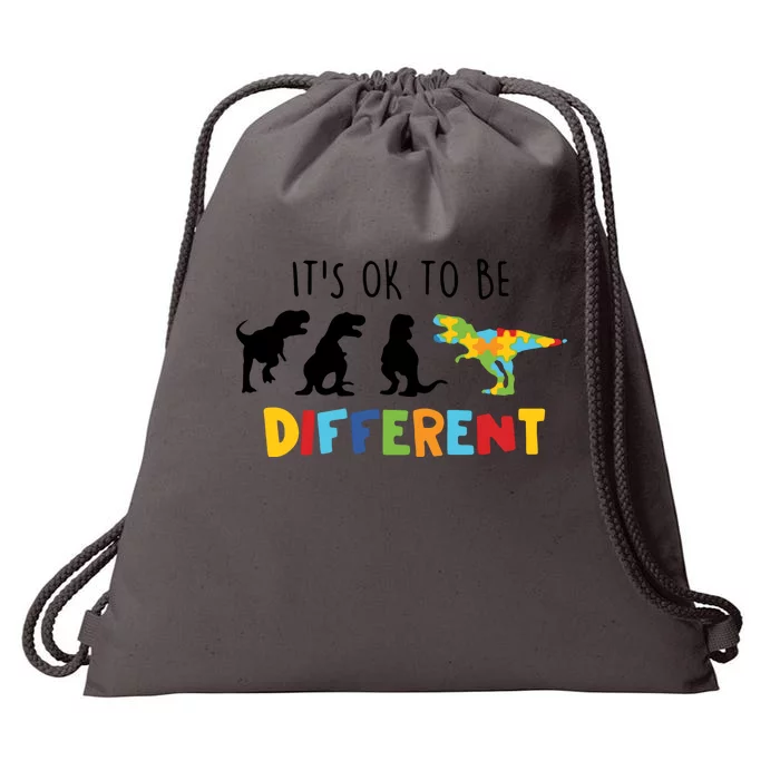 Dinasour ItS Ok To Be Different Autism Awareness Drawstring Bag