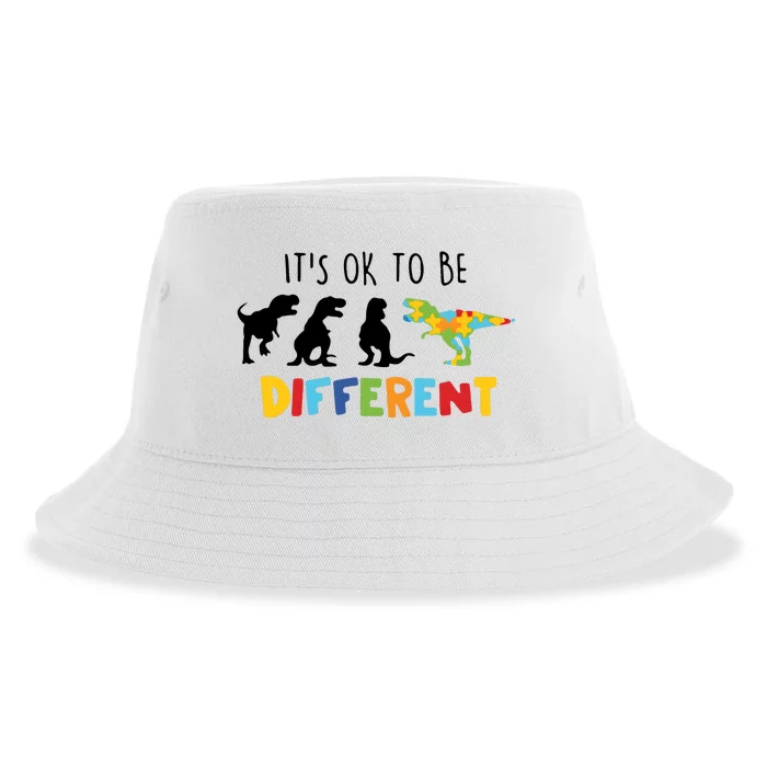 Dinasour ItS Ok To Be Different Autism Awareness Sustainable Bucket Hat