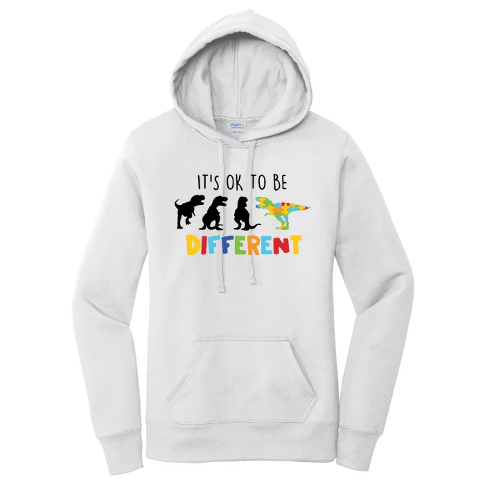 Dinasour ItS Ok To Be Different Autism Awareness Women's Pullover Hoodie