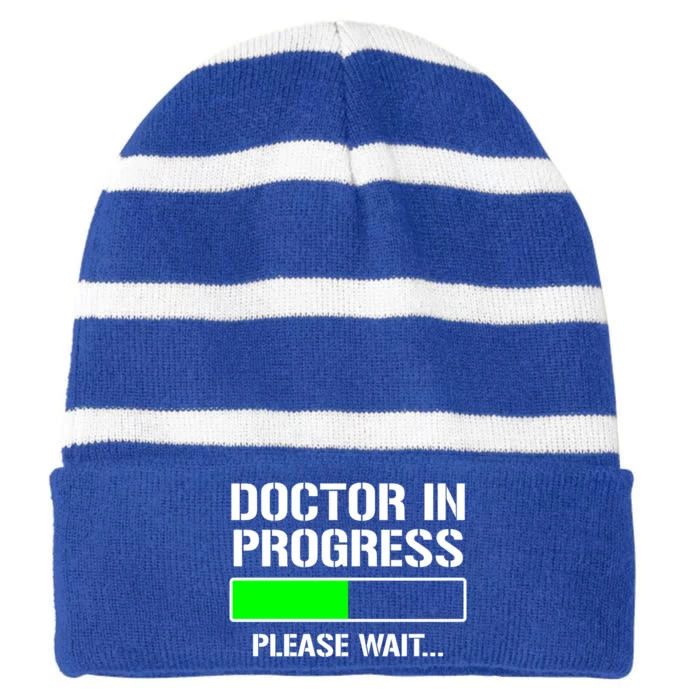 Doctor In Progress Funny Med School Student Great Gift Striped Beanie with Solid Band