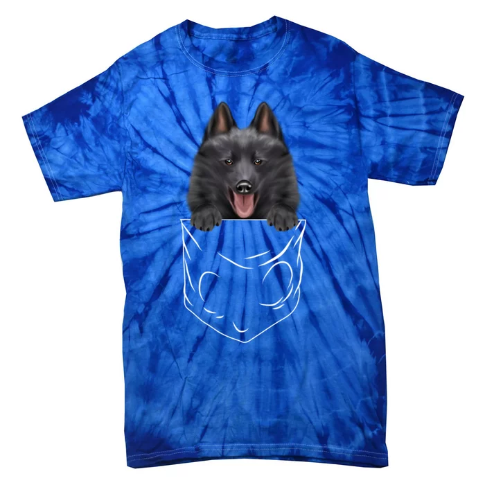 Dog In Pocket Schipperke Funny Dog Lover Meaningful Gift Tie-Dye T-Shirt