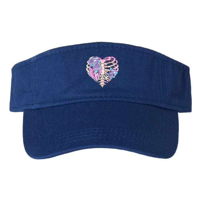 Dead Inside Pink Skeleton Chest Crow Heart Roses Halloween Gift Valucap Bio-Washed Visor