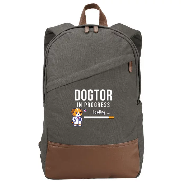 Dogtor In Progress Future Dog Doctor Vet Student Funny Vet Future Vet Cotton Canvas Backpack