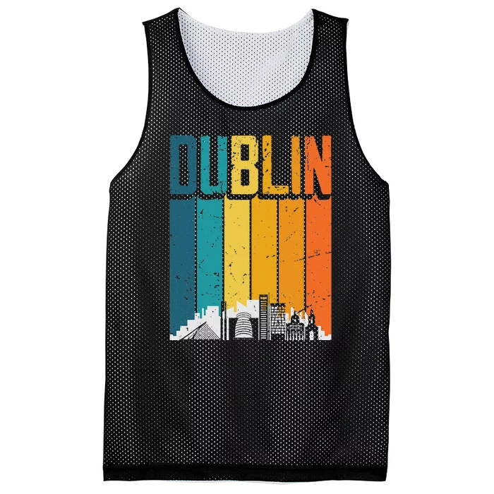 Dublin Ireland Retro Vintage Sunset Skyline Dublin Mesh Reversible Basketball Jersey Tank