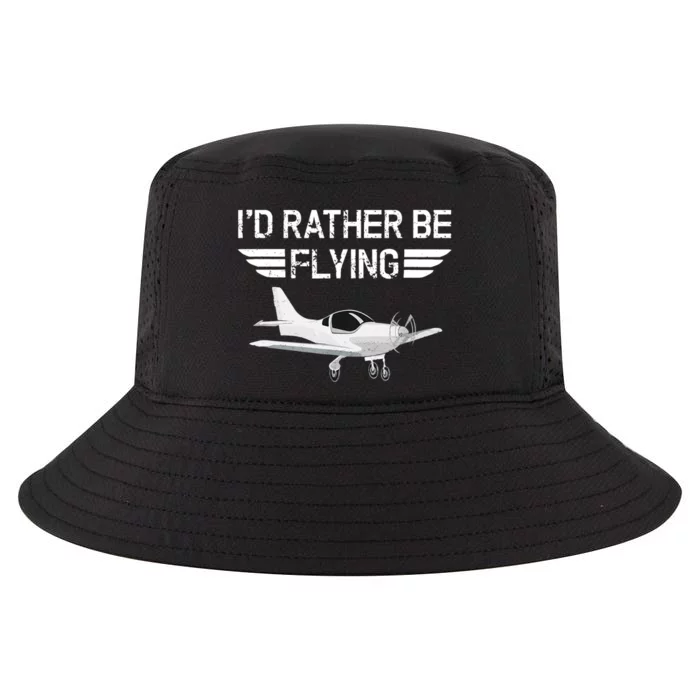 Distressed I'd Rather Be Flying Funny Airplane Pilot Cool Comfort Performance Bucket Hat