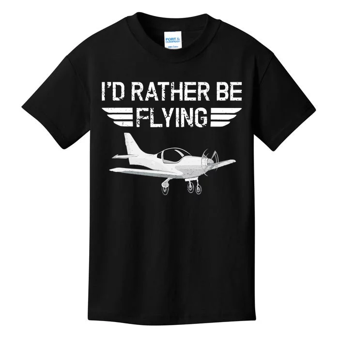 Distressed I'd Rather Be Flying Funny Airplane Pilot Kids T-Shirt