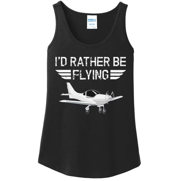 Distressed I'd Rather Be Flying Funny Airplane Pilot Ladies Essential Tank