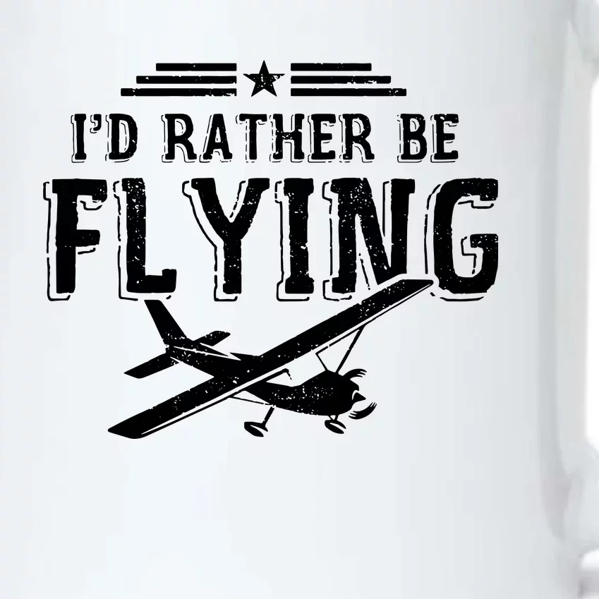 Distressed Id Rather Be Flying Funny Airplane Pilot Black Color Changing Mug