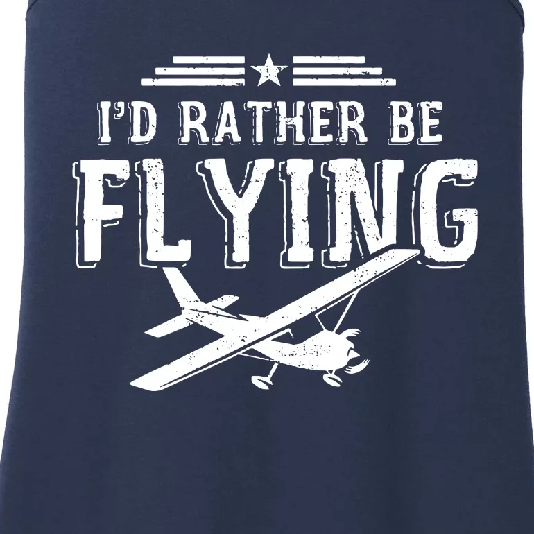 Distressed Id Rather Be Flying Funny Airplane Pilot Ladies Essential Tank